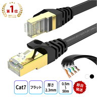 フラット LANケーブル cat7 flat 0.5m 1m 1.5m 2m 3m 5m 10m 15m 20m 30m 50m GSPOWER 厚さ2.2mm 業務用 …