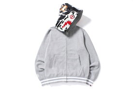 A BATHING APE(ア ベイシング エイプ)/TIGER SWEAT VARSITY FULL ZIP HOODIE[hether grey]1b80-140-012 2015秋冬 メンズ タイガー シャーク パーカー