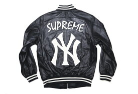 Supreme(シュプリーム)×'47 BRAND/NEW YORK YANKEES LEATHER VARSITY JACKET[NAVY]2015SS レザージャケット 新古品【中古】