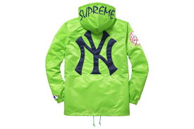 Supreme(シュプリーム)×'47 BRAND/NEW YORK YANKEES SATIN HOODED COACHES JKT[GREEN]15SS コーチジャケット 新古品【中古】