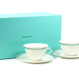 ティファニー TIFFANY＆Co カップ ペアカップ プラチナ ブルー バンド カップアンドソーサー