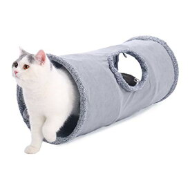PAWZ Road 猫 トンネル 猫 おもちゃ うさぎ 犬 トンネル トンネルロング 折りたたみ 頑丈 丈夫 スエード製 一人遊び 運動不足解消 キャットトイ ペット玩具 人気 ペット用品 - S グレー