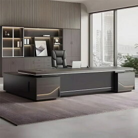 エグゼクティブデスク　オフィスデスク　事務用デスク 役員デスク 大容量 収納スペース付き 配線ボックス ダイヤル錠　通気孔　サイドキャビネット付き 社長机　社長室 PC収納 パソコンデスク エグゼクティブ　ワークデスク 落ち着き 高級感