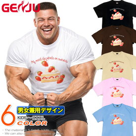 GENJU ショートケーキ スイーツ 苺 ストロベリー メンズ レディース Tシャツ 半袖 長袖 My mood depends on sweets1 大きめサイズあり XXL XXXL 2L 3L 4L