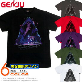 GENJU スカル 死神 髑髏 ドクロ メンズ レディース Tシャツ 半袖 長袖 Death Roulette 大きめサイズあり XXL XXXL 2L 3L 4L