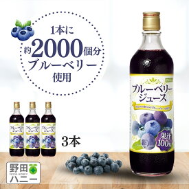 【公式】ブルーベリー100%ジュース 720ml×3本 送料無料 濃縮還元 果汁100％ アントシアニン ポリフェノール ブルーベリージュース ブルーベリージュース100% 野田ハニー 無添加 砂糖不使用