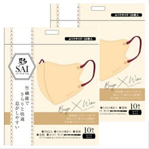 日翔 彩 SAI 3D 立体カラーマスク ベージュ×ワイン ふつう10枚×2個セット「メール便送料無料(A)」