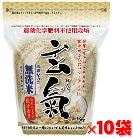 【農薬・化学肥料不使用栽培の玄氣】1.5kg×10袋（15kg 真空パック）【長野県産】白米モード炊ける無洗米の発芽玄米無農薬（栽培期間中：農薬・化学肥料不使用）栽培送料無料