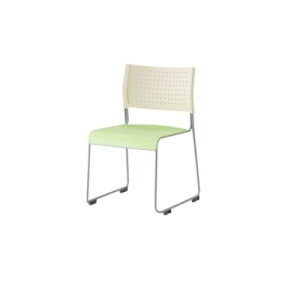 スタッキングチェア 樹脂座タイプ ホワイト×グリーン W500×D525×H750(SH420)mm LTS-110Z-W/G アイリスチトセ