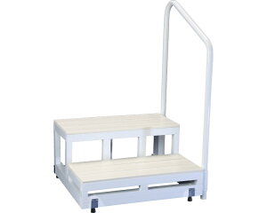 バリアフリー踏台 2段手すり付 高さ17cm アイボリー H17×2段 左 F2-1T バリアフリータケウチ TAISコード:01213-000009