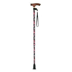 スマイルステッキ(伸縮・細身) AS-20KF 黒花柄 マキテック