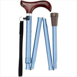 充実ステッキ FS-10BL (折りたたみ・細身) ブルー マキテック