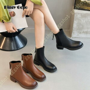 ブーティ 痛くない レディース ショートブーツ 走れる ジップ ブーツ 美脚ブーツ ぺたんこ エンジニアブーツ ローヒール 美脚 ラウンドトゥ
