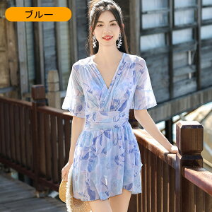 2024リニューアル!【UVカット/耐塩素加工/360°伸びる/吸汗速乾/ワンピース】 レディース 水着 ワンピース 耐久性 女の子 女子 フィットネス 水着 半袖 トップス ショットパンツ ショットスカー