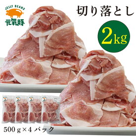 元気豚 切り落とし 2kg（500g×4袋）【千葉県産豚肉 三元豚 冷凍食品 お取り寄せ 国産 精肉 切落し豚こま 豚小間 小間切れ 細切れ 焼きそば 野菜炒め カレー 豚汁 バラ凍結 メガ盛り 】
