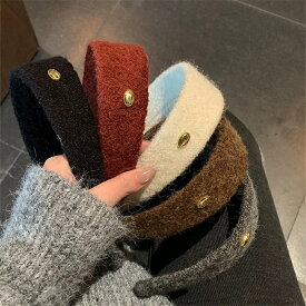 カチューシャ ヘアバンド レディース 秋冬 ツイード ハンドメイド 韓国風 金ラベル ワイド 高頭頂 おしゃれ デート 外出 清楚 甘い ヘアアクセサリー ヘアーアクセサリー KURUMA