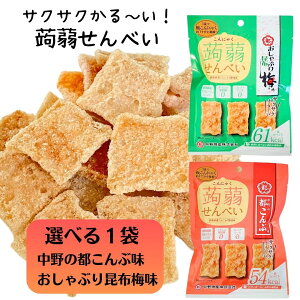 メール便【こんにゃくせんべい 15g 1袋 】おしゃぶり昆布梅味 都こんぶ味 中野物産 トランス脂肪酸0 コレステロール0