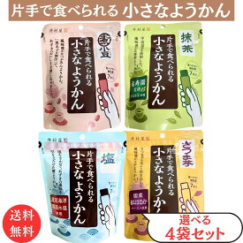 送料無料 メール便【片手で食べられる小さなようかん 選べる4袋セット あずき 抹茶 塩 さつまいも】井村屋 食物繊維 ポリフェノール カリウム 小豆 食べ切りサイズ 個包装