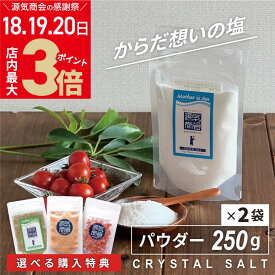 ＼クーポン利用で1784円&ポイント3倍★感謝デー18・19・20日／【選べるオマケ付き】 ヒマラヤ岩塩 源気商会 クリスタル岩塩 パウダー 粉末 食用 500g(250g×2袋) パウチ パキスタン 塩 無添加 メール便送料無料 [3]