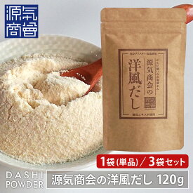 【 送料無料 / 選べる個数】 源気商会の洋風だし 120g 1袋(単品) - 3袋セット/ 無添加 コンソメ だし 粉末 酵母エキス不使用 アミノ酸不使用 保存料不使用 野菜スープ 飲むお出汁 クリスタル岩塩 [3]