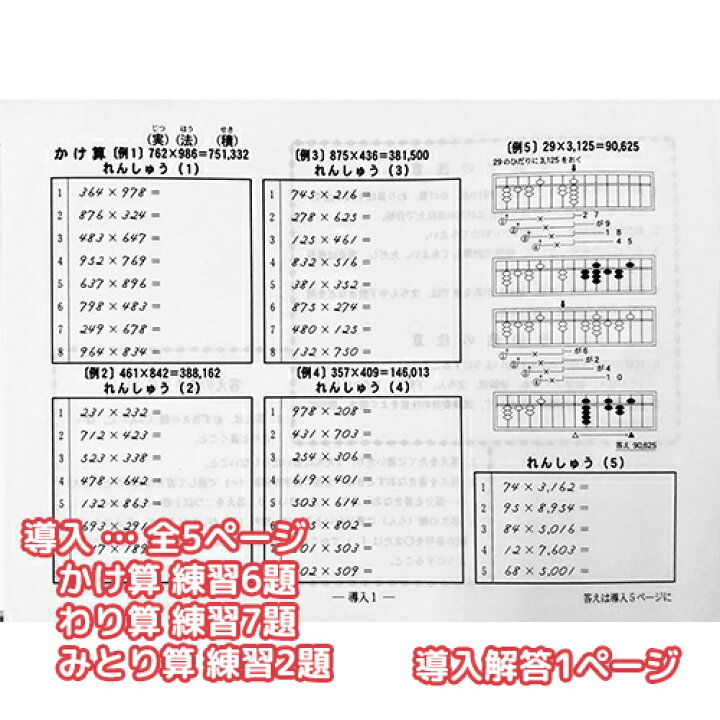 楽天市場 Sato 日商 日珠連 珠算 ５級 問題集 導入問題 解説有 そろばん検定対策 元気そろばん教室 楽天市場店