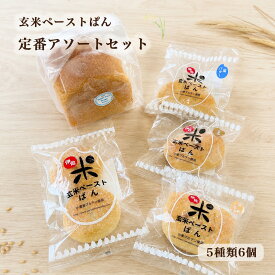 玄米ペーストぱん<定番アソートセット 5種類6個> 玄米パン 国産 送料無料 生地無添加 冷凍パン 長期保存 低カロリー 低糖質 お取り寄せ