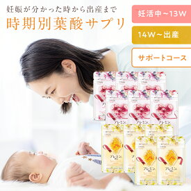 【楽天ランキング1位】葉酸サプリ 妊活サプリ 医師推奨 安全臨床試験済 212週連続1位継続中 時期別 (妊活中から13週向け) 11回おまとめコース 124粒入り×プレミン6セット プレミン14w5セット 送料無料アレルギー検査済み