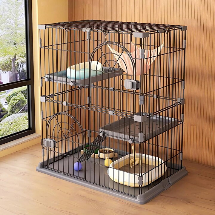 楽天市場】JPJieAnXin 猫ケージ キャットケージ 2段 スリム 大型猫用 