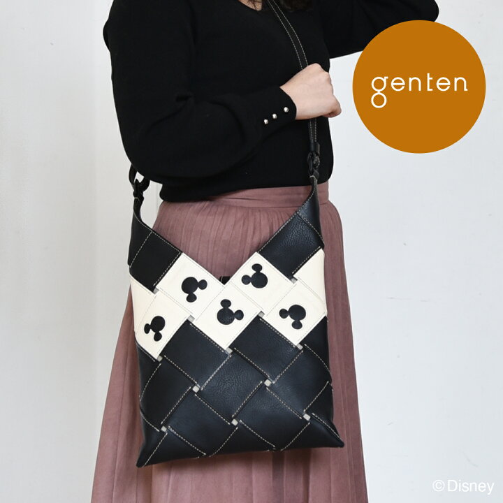 楽天市場 ゲンテン公式 Genten ゲンテン 本革ショルダーバッグ レディース サスティナブルカットワーク限定 ミッキーマウス ショルダーバッグ collection ディズニースペシャルエディションです Genten公式ショップ