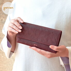 【ゲンテン公式】 genten 44310 (42741) ゲンテン フレスコ フラップ長財布 長財布 レディース 本革 大容量 かぶせ フラップ式 ゴートレザー 山羊革