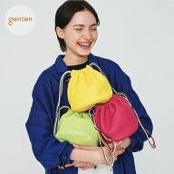 【ゲンテン公式】 genten 45001 フルーツマーケット サステナブル巾着新作★本革 巾着バッグ ポーチ バッ…