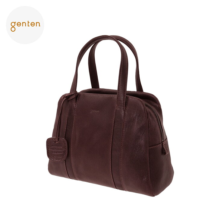 美品✨ ゲンテン genten ハンドバッグ ミニボストン レザー ブラウン 茶