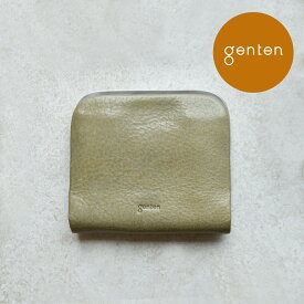 【ゲンテン公式】 genten 44412 ゲンテン 茶月 コンパクト財布新作★伊藤園 ITOEN コラボ リサイクル素材使用 本革 レディース 財布 レザー