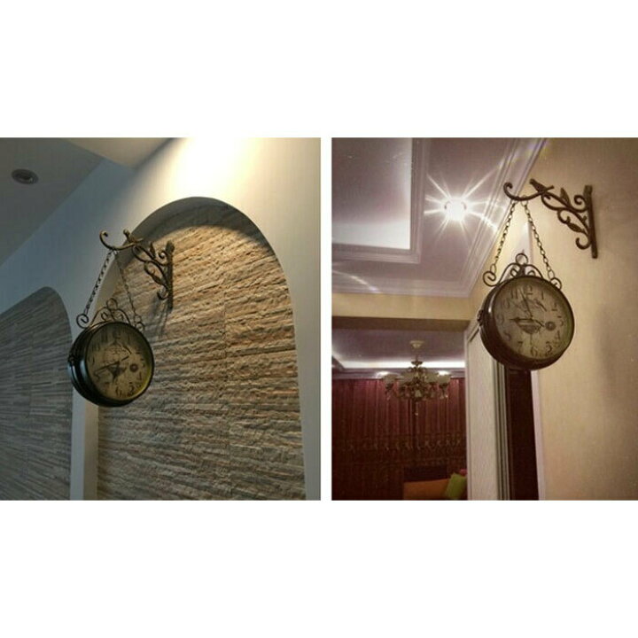 アンティーク調 壁掛け時計 掛け時計両面壁掛け時計、スタイリッシュ、屋内/屋外、イル、回転、装飾的かつ実用的アークティックディア ( 楽天市場】壁掛け時計 両面 時計 掛時計 おしゃれ ヨーロッパ アンティーク インテリア 海外 吊り下げ : ジェントルブリーズ