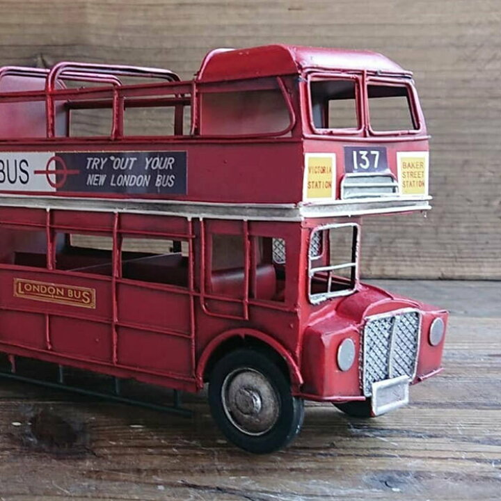 楽天市場】ロンドンバス バス 置物 レトロ ブリキ 細工 筆立て 小物 