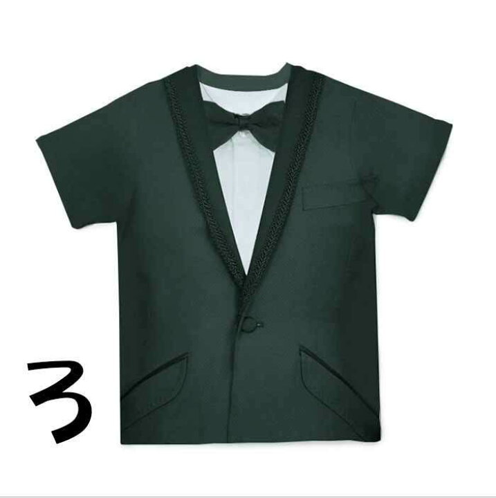 楽天市場 スーツ ｔシャツ メンズ 深黒緑 ブルー 3dデジタル ネクタイ 蝶ネクタイ 半袖 ジェントルブリーズ
