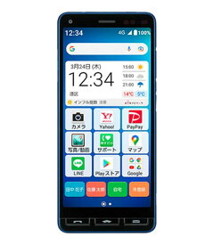 【中古】【安心保証】 京セラ かんたんスマホ2+ A201KC[32GB] Y!mobile ブルー