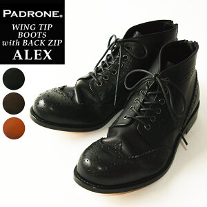 yTCYГzph[l phl PADRONE AbNX ALEX ECO`bv u[c obNWbv WING TIP BOOTS with BACK ZIP Y vC { PU8054-1138ygs10z