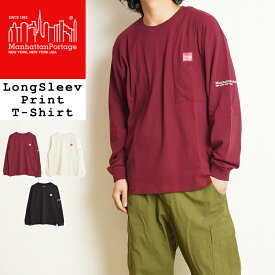 マンハッタンポーテージ Manhattan Portage ロングスリーブプリントTシャツ LongSleev L/S Tシャツ ロゴ 胸ポケット ワンポイント 長袖 ロンT プリントTシャツ メンズ レディース MP-M369