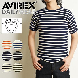 【ポイント10倍・送料無料】AVIREX アビレックス 半袖 クルーネック ボーダー Tシャツ 6123302 アヴィレックス デイリー メンズ カットソー インナー 肉厚 丈夫