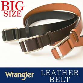 【大きいサイズ】Wrangler/ラングラー 長尺 スライド レザーベルト メンズ 本革 カジュアル 日本製 WR-3514 ビッグサイズ ビックサイズ /大寸サイズ/キングサイズ