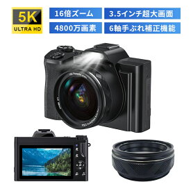 スーパーSALE限定16%OFF デジカメ 5K 高画質録画 デジタルカメラ 3.5インチ超大画面 32Gカード付 4800万画素 16倍デジタルズーム vlogカメラ フラッシュ内蔵 コンパクト 軽量 動画 写真 Webカメラ ウェブカメラ 中学生 運動会 旅行