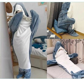 サメ 寝袋 パジャマ 手出せる 最新版 サメブランケットフランネル 寝袋 着る毛布 サメ着る毛布 きぐるみ 大人用 穿く毛布 かわいい 柔らかい 可愛い お昼寝毛布 ふわふわ 暖かい　着ぐるみ