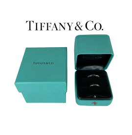 【中古品】TIFFANY&CO. ティファニー ペアリング プラチナ PT950 イニシャルあり 指輪