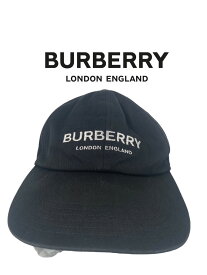 【中古品】BURBERRY　LONDON　ENGLAND　バーバリー　ロンドン　イングランド　リカルド　ティッシ　コットン　ロゴ　キャップ　帽子　ブラック　Lサイズ