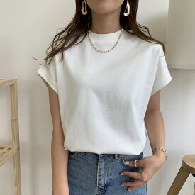 【LINEで100円オフ】トップス レデイース 半袖 Tシャツ 白 ホワイト シンプル クルーネック 韓国服 韓国ファッション 韓国 女性 無地 かわいい 大人 大人カジュアル ホワイト オフィス 韓国