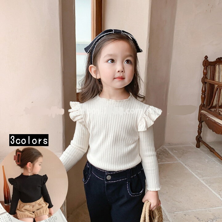 楽天市場 トップス ニット キッズ 子供服 子ども服 女の子 春 春 韓国子供服 海外 おしゃれ かわいい セーター リブ ホワイト ブラック 80 90 100 110 1 130 海外子供服セレクトショップgermey