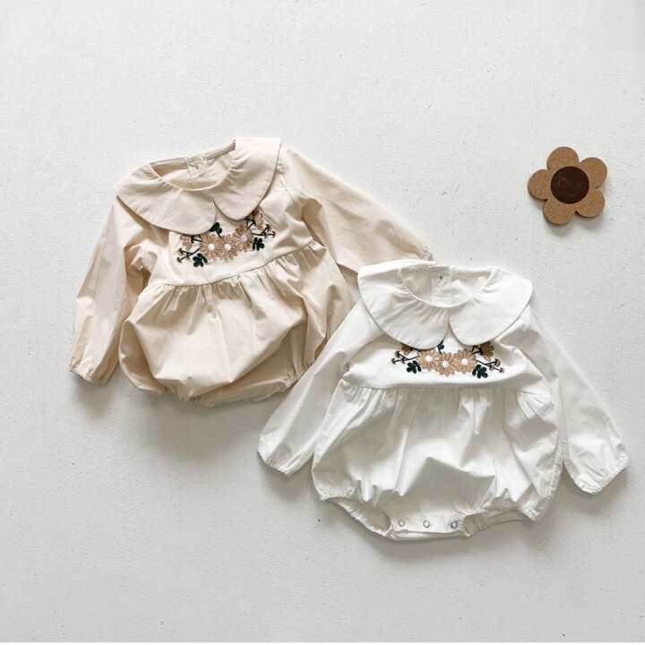 楽天市場 ベビー ロンパース 女の子 春 春 長袖 刺繍 ベビーロンパース 赤ちゃん 春服 服 ベビー服 赤ちゃん服 子供服 双子 韓国 海外 おしゃれ かわいい 可愛い ホワイト ベージュ 60cm 70cm 80cm 90cm 海外子供服セレクトショップgermey