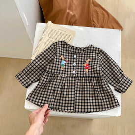 【LINEで100円オフ】ベビー服 長袖 トップス ブルマ セットアップ 赤ちゃん 服 ベビー 女の子 うさぎ チェック パンツ付き おむつカバー ワンピース 長袖 パンツ おしゃれ かわいい ハーフバースデー ギフト 2点セット 60 70 80 90 100