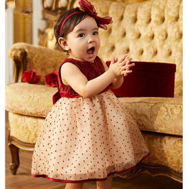 ベビードレス ベビー セレモニー セレモニードレス ドレス ワンピース ノースリーブ レッド プリンセス 子供 キッズ ベビー服 ワンピ 赤ちゃん かわいい おしゃれ ハーフバースデー 1才 誕生日 結婚式 リングガール 80 90 100 110